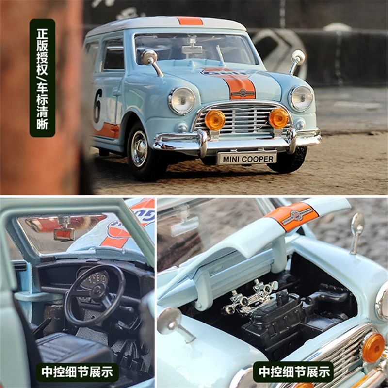 1:18 MINI COOPER Alloy Car Model Diecast Metal Toy Classic Mini Car Vehicles Model High Simulation Collection Childrens Toy Gift