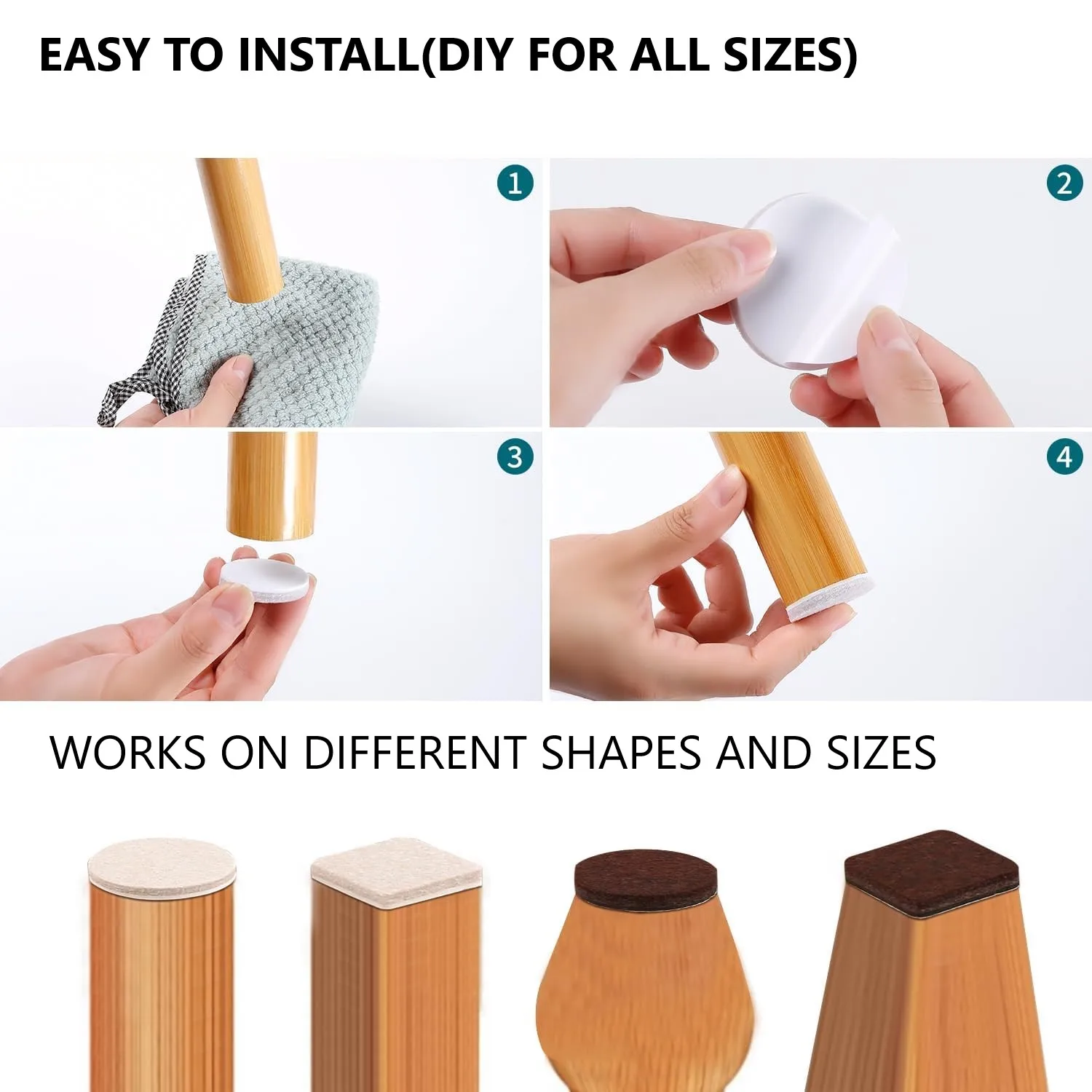 24-Pack 2-Inch round Felt Furniture Pads 4mm Thick Chair Floor Protectors for Hardwood Noise Reduction