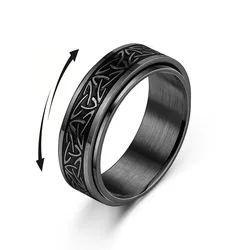 Viking Celtic Knot Rune Anéis para Homens, Aço Inoxidável Rotativo, Anti Stress, Alívio Da Ansiedade, Spinning Anel, Anillo Antiguidades