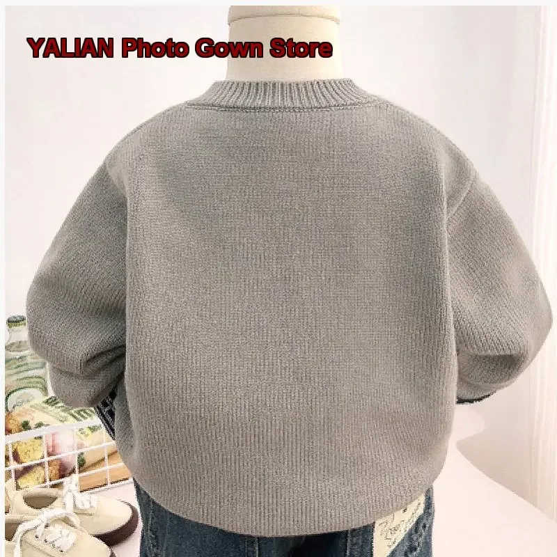 Boys Spring Autumn Patchwork Knit Jacket Kids Autumn Warm Breathable
