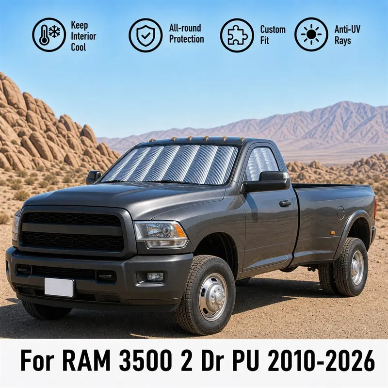 For RAM 3500 2 Dr PU 2010-2026 Full Set Car Window Sunshades UV Block Privacy Heat Insulated Foldable Car Curtain