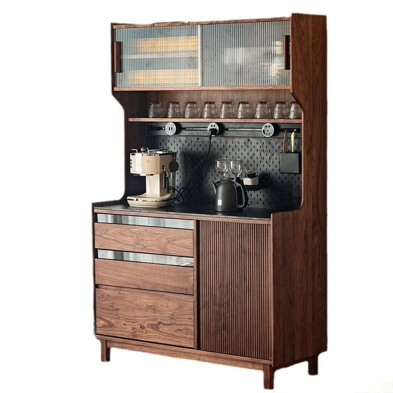 

North American black walnut solid wood cherry wood log multi-functional home living room integrated wall locker