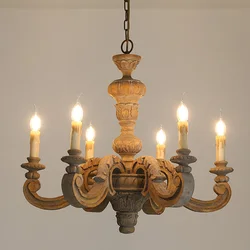 Roman Pillar chandeliers wooden carved hanging lights italian murano retro chandelier vintage elegant bedroom living room lights