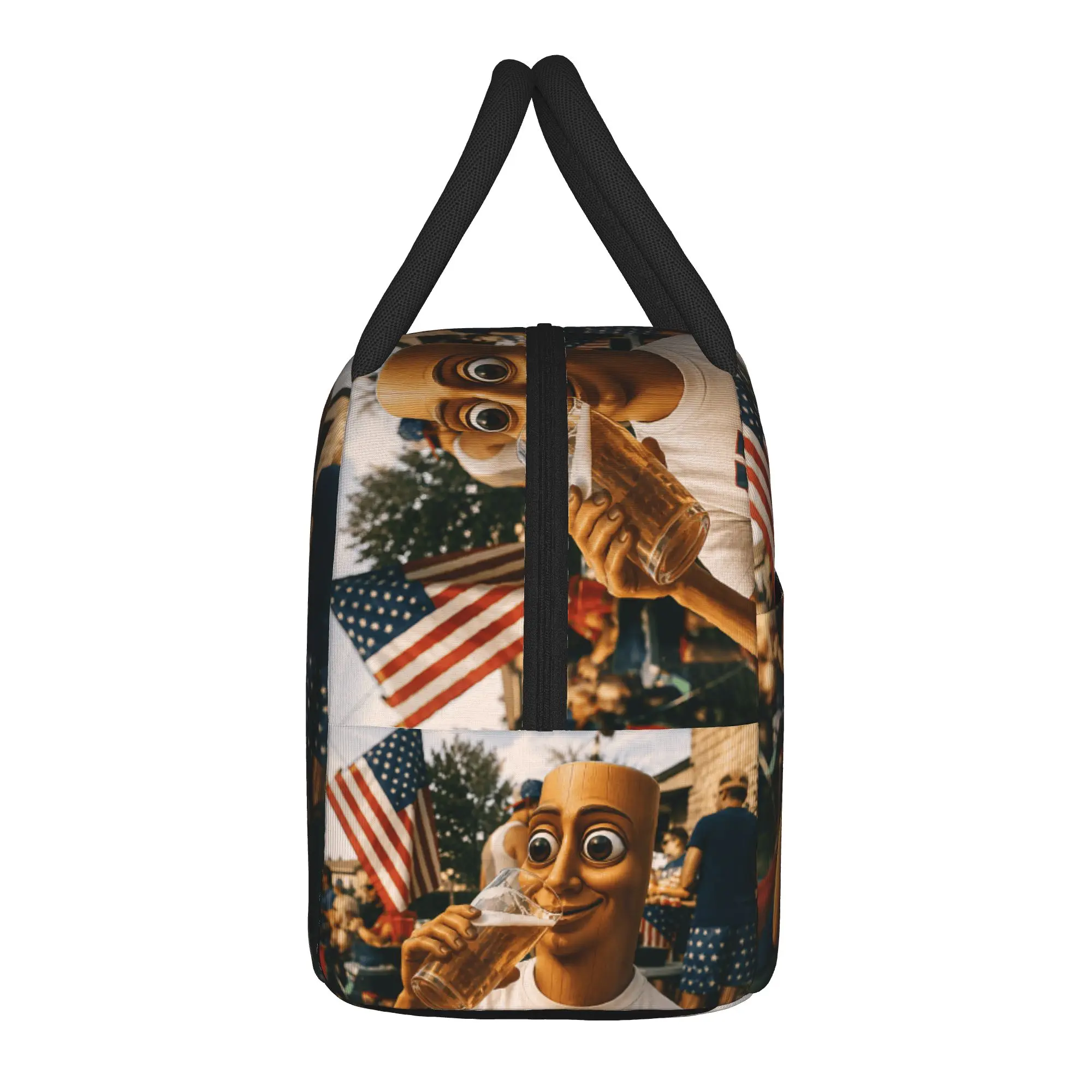 Tung Sahur Wear USA Shirt Drinking Beer Celebrate July 4th Lunch Bag  Lunch Box Unisex Outdoor Picnic Graphic Design Cooler Bag