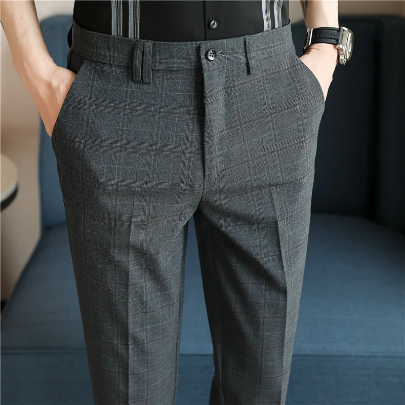 Fashion Dress Pants Men\'s British Style Business Formal Straight Trousers Slim Casual Spring Streetwear Suit Pants Mens Clothing