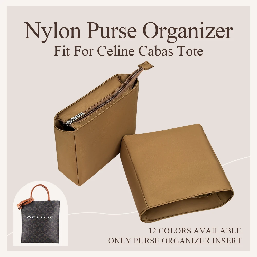 

Nylon Purse Organizer Insert Fit for Celine Cabas Tote Bag Mini Liner Storage Bag Small Tall Handbag Organizer Multiple Pockets