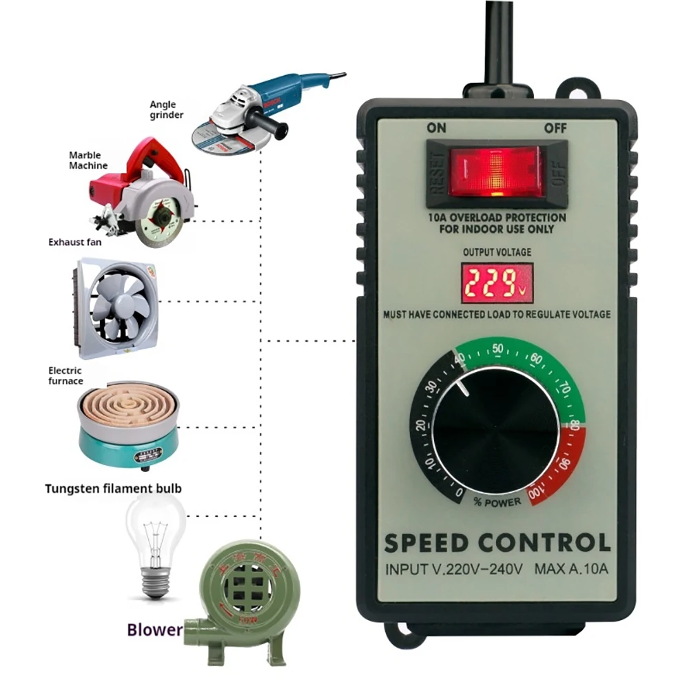 4000W AC110/220V Motor Speed Controller Electric Router Exhaust Fan Grinder Drill Variable Voltage Regulator Switch LED Display