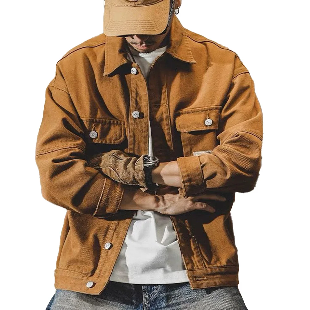 เสื้อโค้ทผู้ชายทรงหลวมแขนยาว, เสื้อโค้ทสำหรับใส่ทำงานกลางแจ้งไซส์ใหญ่ดูแลรักษาง่ายทนทานใช้ได้ทุกวัน