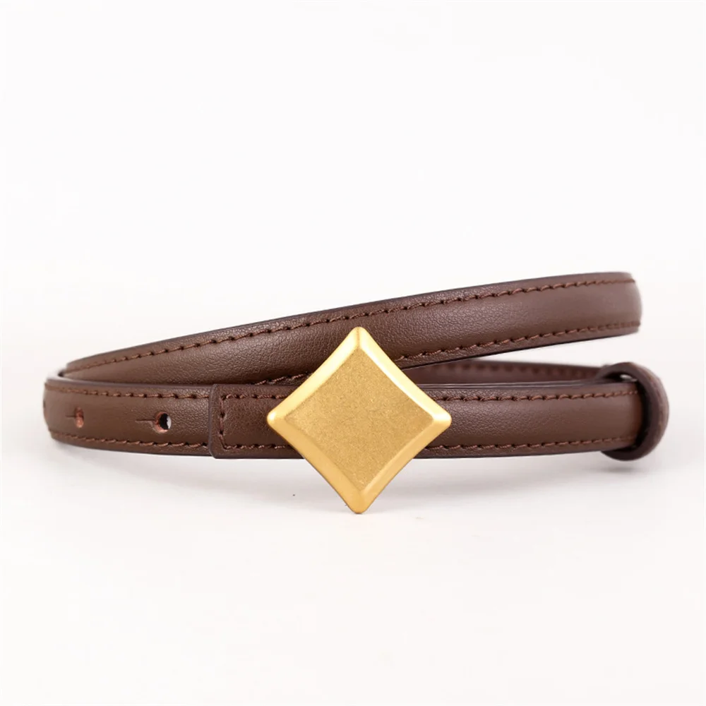 حزام نسائي أنيق رفيع كوري على الوجهين حزام الماس مشبك حزام عصري بسيط لتي شيرت جينز إكسسوارات الملابس