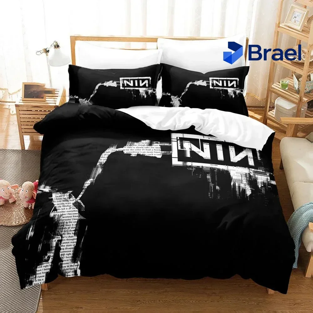 Exquisite 3D Print Nine Inch Nails NIN Bedding Set,Duvet Cover Bed Set Quilt Cover Pillowcase,King Queen Twin Size Boys Girls Ad