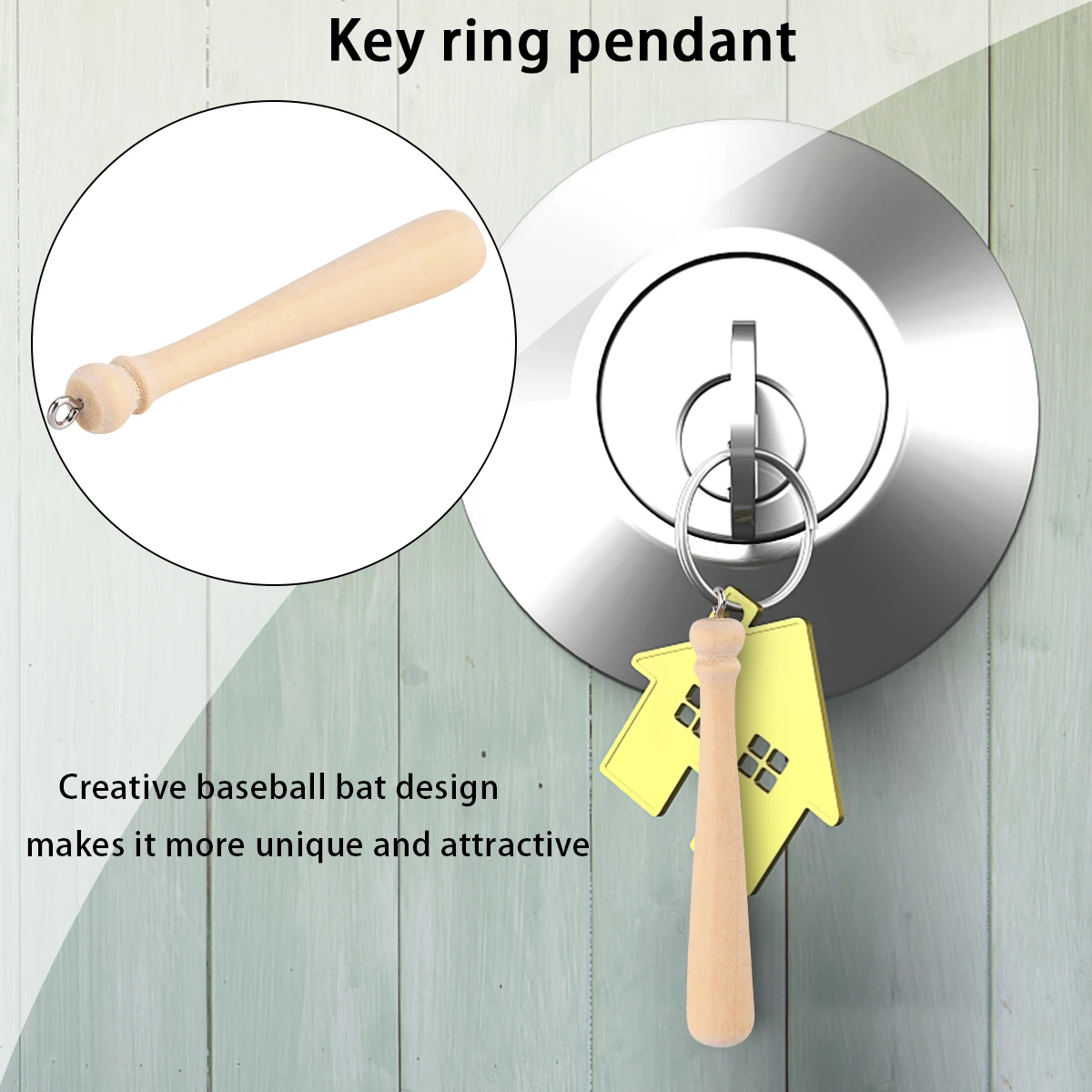 

50pcs Baseball Bat Keychain Pendant Metal Gift Decor Ring Accessory Sewing Tools Unique Fashion Craft Supplies