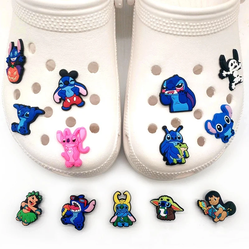8-30pcs MINISO Hot sale Stitch Shoe Charms Cartoon DIY Shoes Accessories For Clogs Sandals Decorations Kids X-mas Gifts image 5