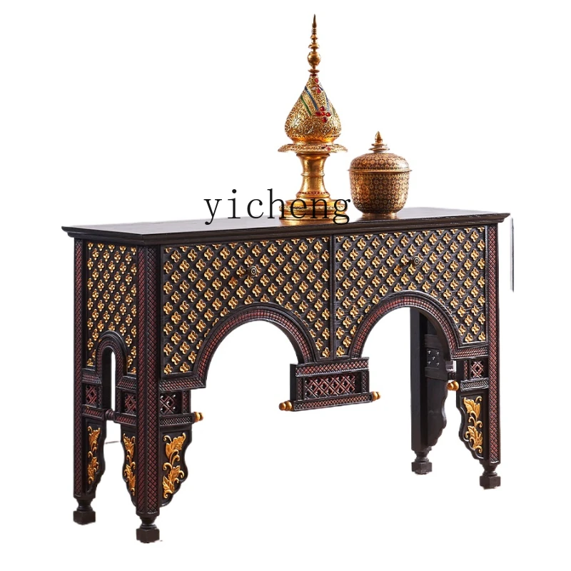 

ZK Handmade Wood Carved Zen Altar Spa Massage Room Living Room Console Tables Desk