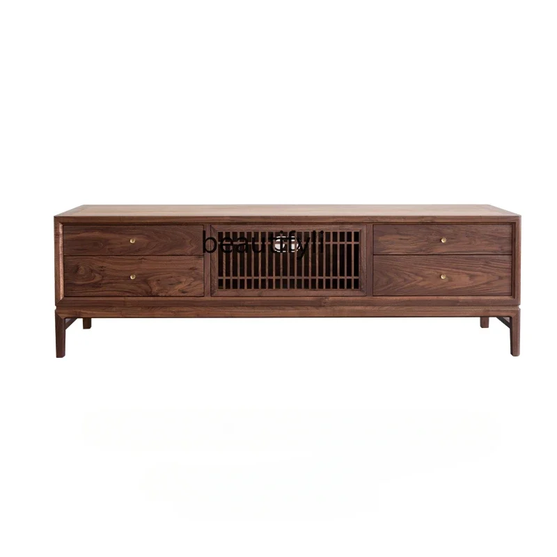 

Chinese Style Simple Black Walnut Mahogany Solid Wood Coffee Table TV Cabinet Combination Wall Cabinet Floor Cabinet Living Room