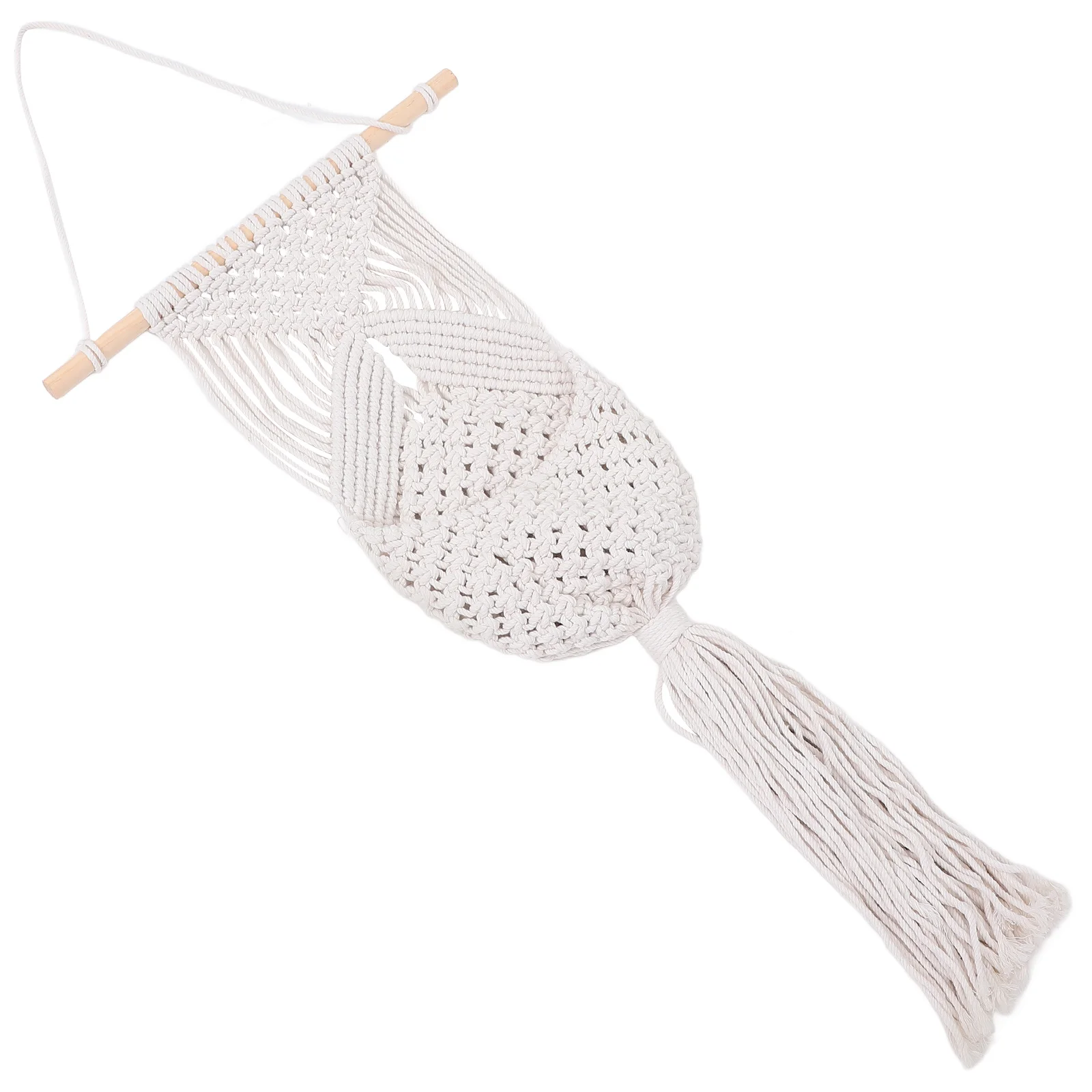 

Boho Style Cotton Rope Hanging Basket for Kitchen Fruits Vegetables Storage Decorative Wall Mount Basket White Rustic Design