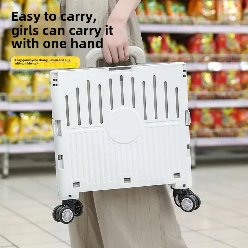 Buy groceries, small cart for home use, foldable, lightweight, portable trolley, shopping, picking up express delivery