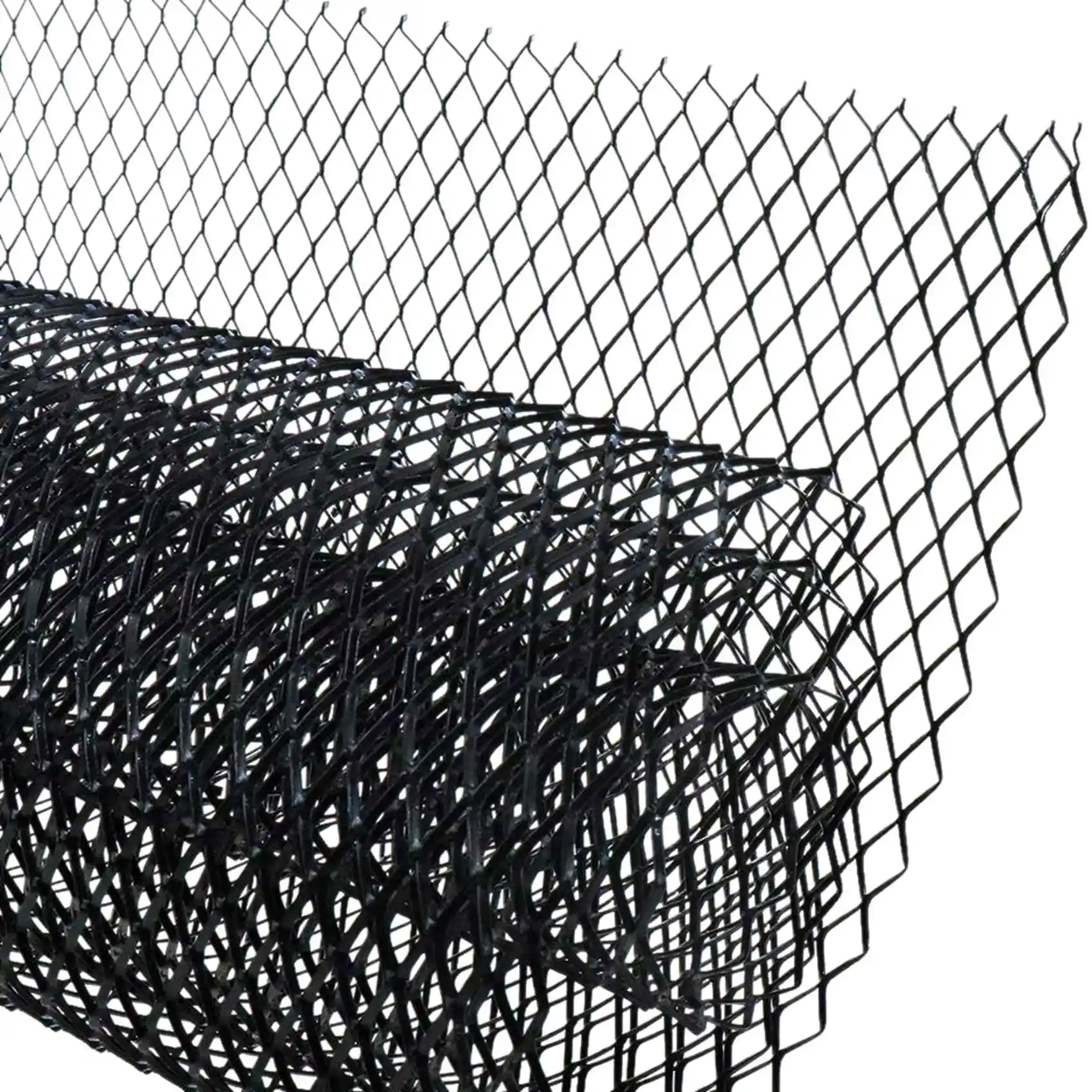 100X33CM Car Grill Mesh Sheet, Black Painted Aluminum Alloy Grille Mesh Roll, 4 X 8 Mm Rhombic-Shape Grids