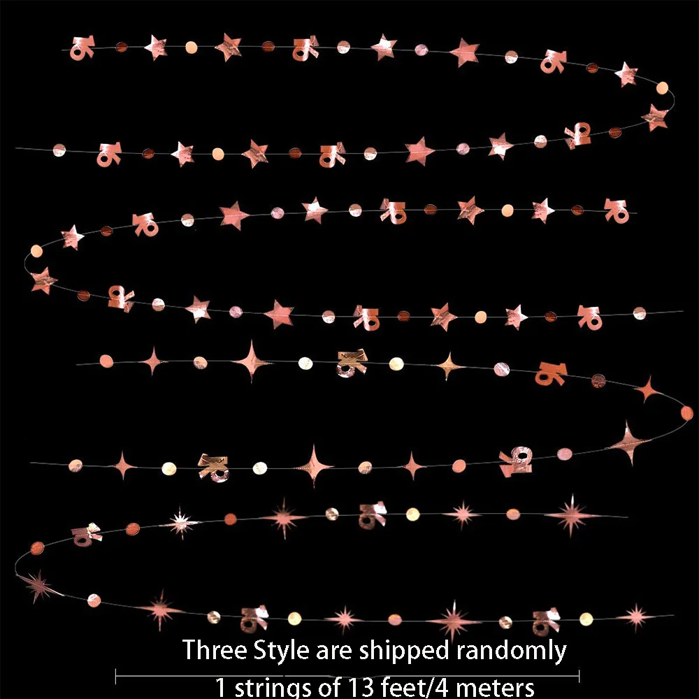 Schillernden Anzahl 16 Papier Sterne Dot Girlande Hängen Bunting für Süße Rose Gold 16th Glücklich 16st Geburtstag Jahrestag Party Decor – Detail 12