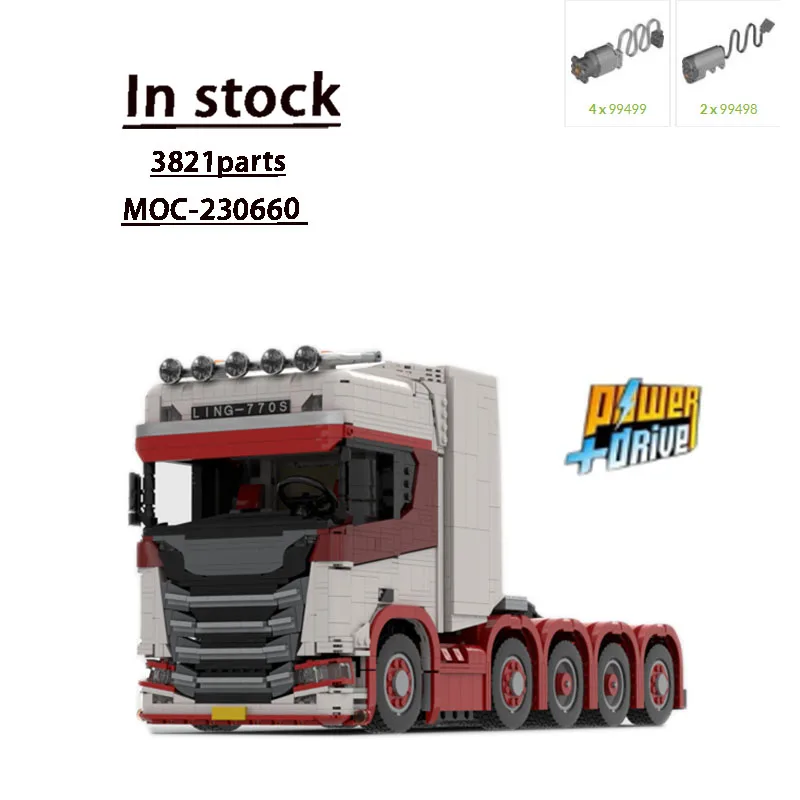 

MOC-230511 Red New Heavy Cargo Transport Truck Racing Blocks Model 3821 PartsMOC Creative Boys Kids Birthday Toy Gift