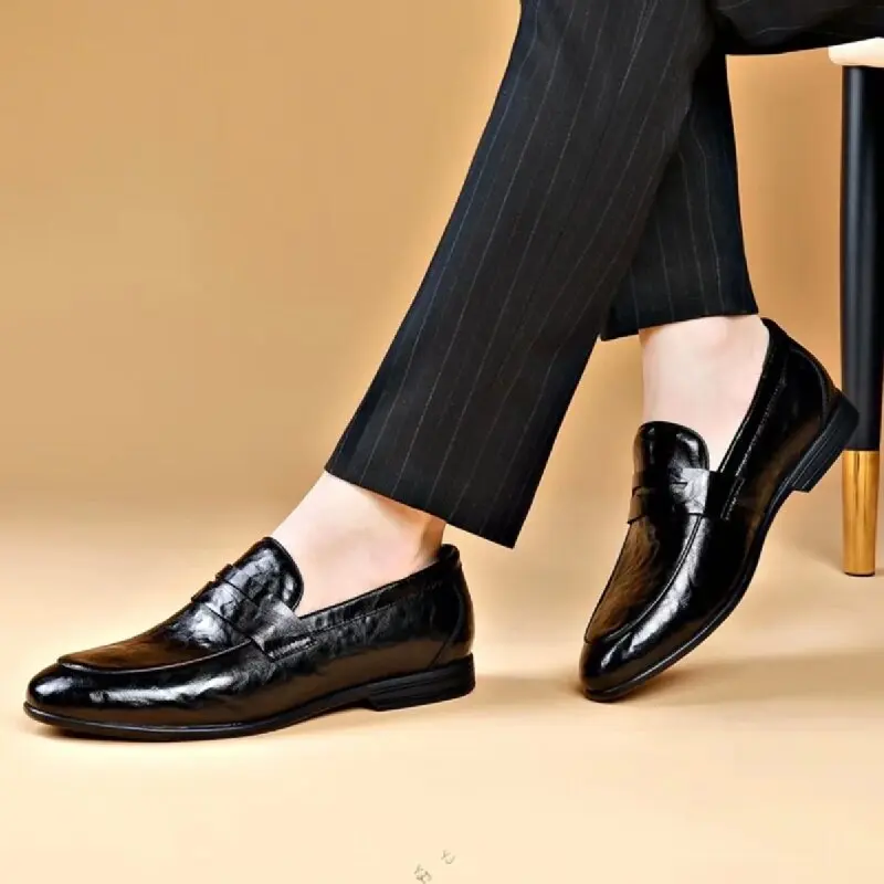 Men Formal Shoes Genuine Leather Men Luxury Leisure Shoes Single Foot Lightweight Shoes Business Office Italian High-quality Sho