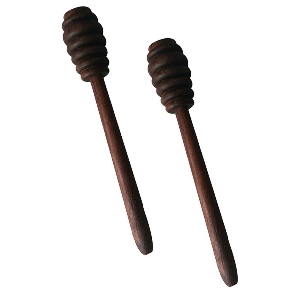 

2 Pcs Honey Stick Wand for Wood Dippers Wands Coffee Mixing Wooden Black Walnut Sticks Stirrer
