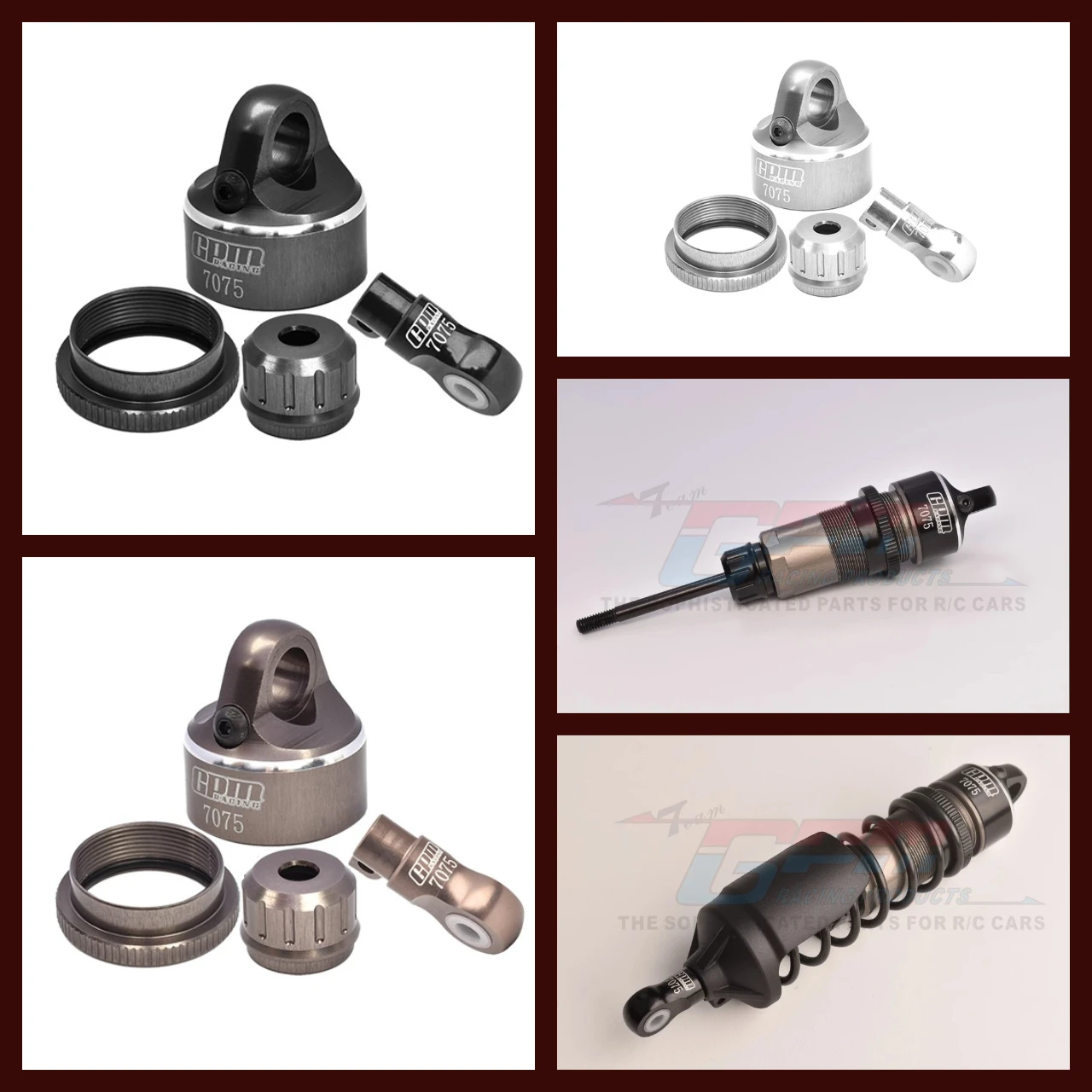 Conjunto de tampa de choque e extremidade de choque em liga GPM 7075 para motocicleta LOSI 1/4 Promoto MX SM