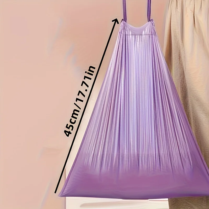 100pcs Purple Drawstring Trash Bags - Thick, Leak-Proof Disposable Plastic Bags for Kitchen, Bathroom, Bedroom, Living Room