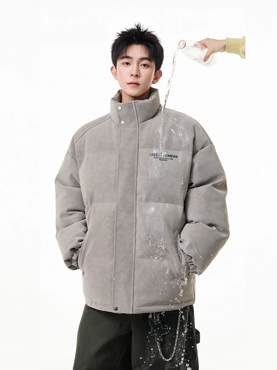 Американское хлопковое пальто с окрашенным буквенным воротником из искусственной кожи, хлопковое пальто для мужчин и женщин, зимнее пальто для мужчин и женщин, ветрозащитная застежка-молния