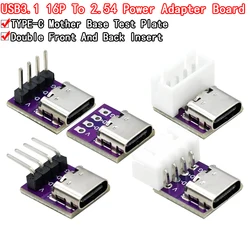 USB3.1 16P to 2.54 high current power conversion board is inserted on both sides of the TYPE-C motherbase test board