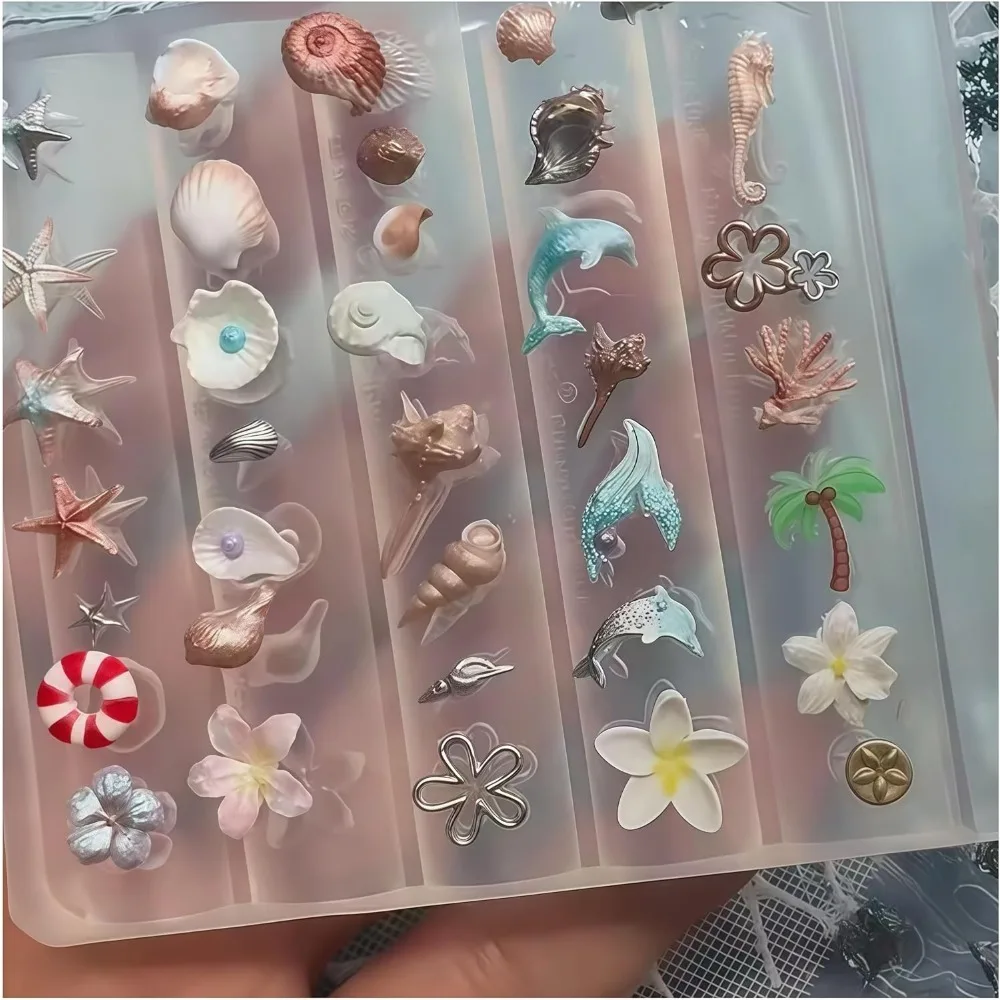 3D Sea Shell Silicone Nail Molds for Summer Beach Ocean Themed Nail Art Accessories