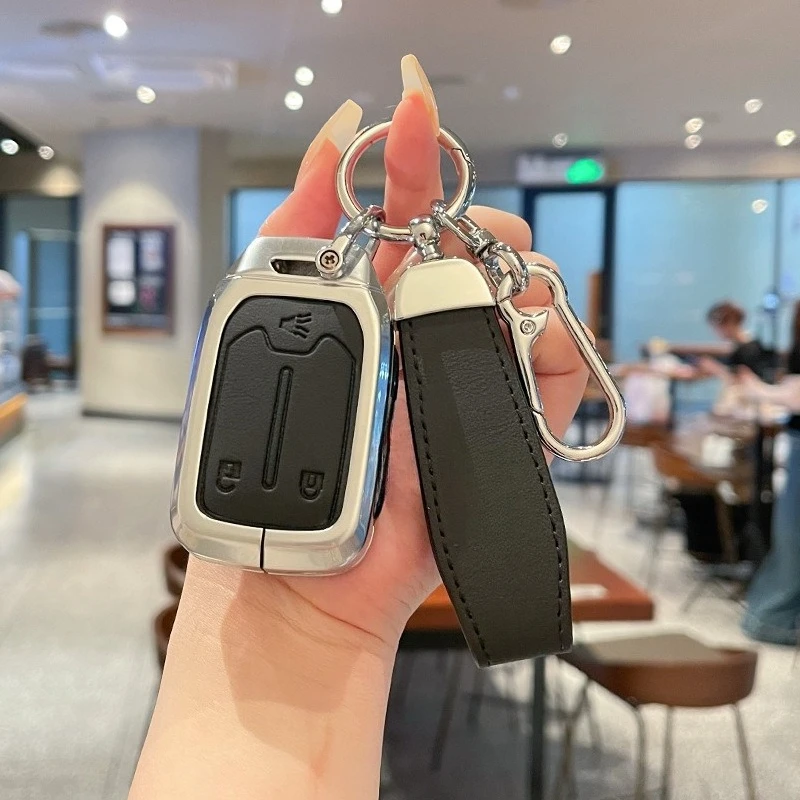 

Premium Zinc Alloy Key Cover Case for GMC Acadia/Terrain/Silverado/Sierra - Protective Key Fob Shell Key Bag Chain