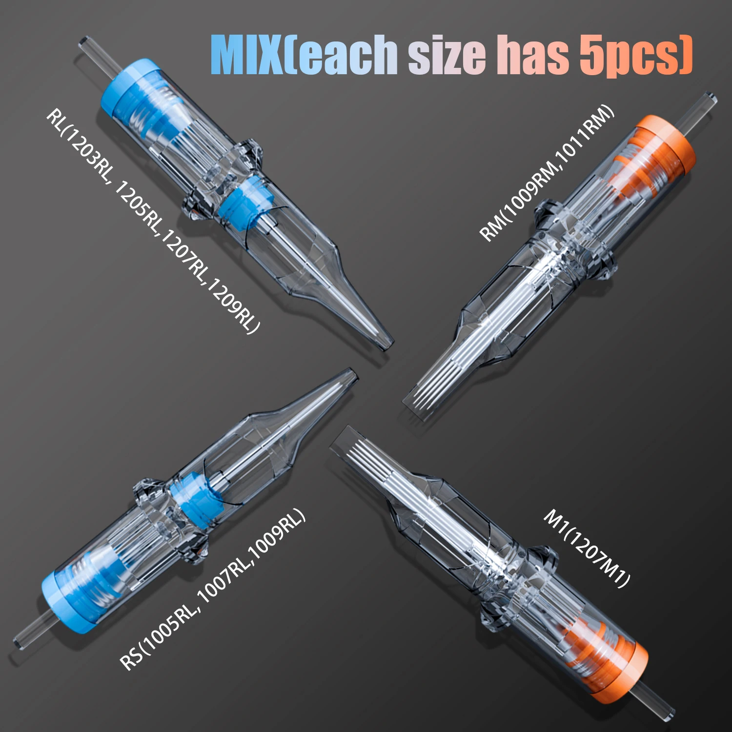 KVM 50 قطعة إبرة خرطوشة الوشم RL/RM/RS/M1 إبر معقمة آمنة معقمة يمكن التخلص منها مناسبة لمستلزمات آلة الوشم #4