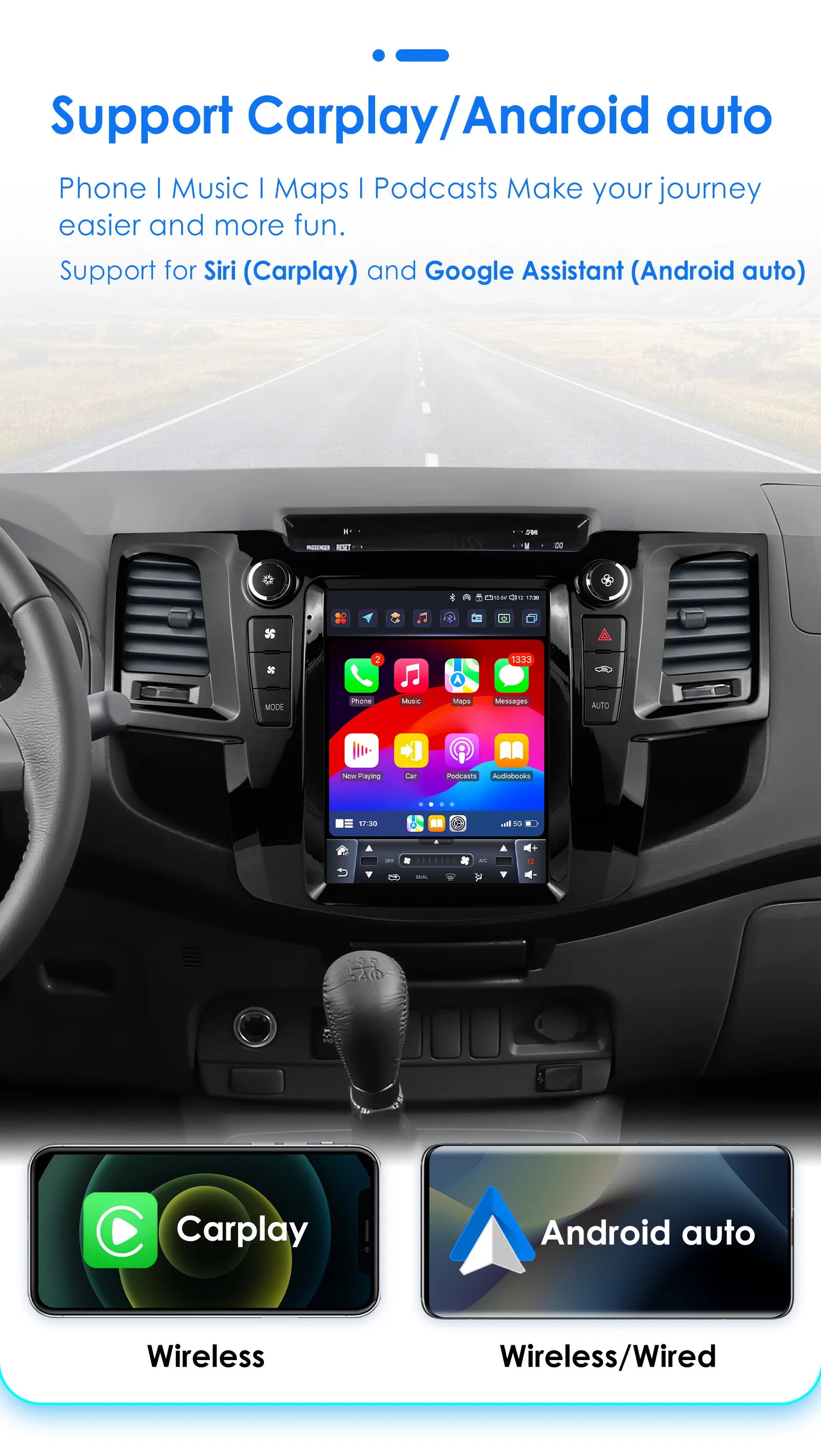 راديو سيارة Hizpo Android14 مقاس 9.7 بوصة لسيارة Toyota Fortuner Vigo Hilux 2005 - 2014 Atuo AC Telsa Style الوسائط المتعددة 4G CarPlay GPS 360 ° كام