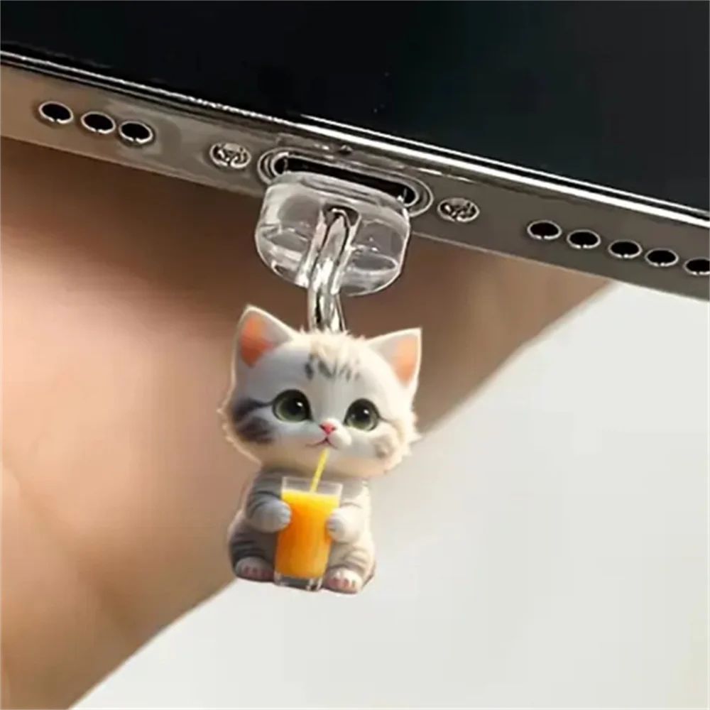 Cat Pendant Lightweight Dust Plug Cellphone Accessory Oval Port Cover For Charging Port Fashion Accessory Personalization