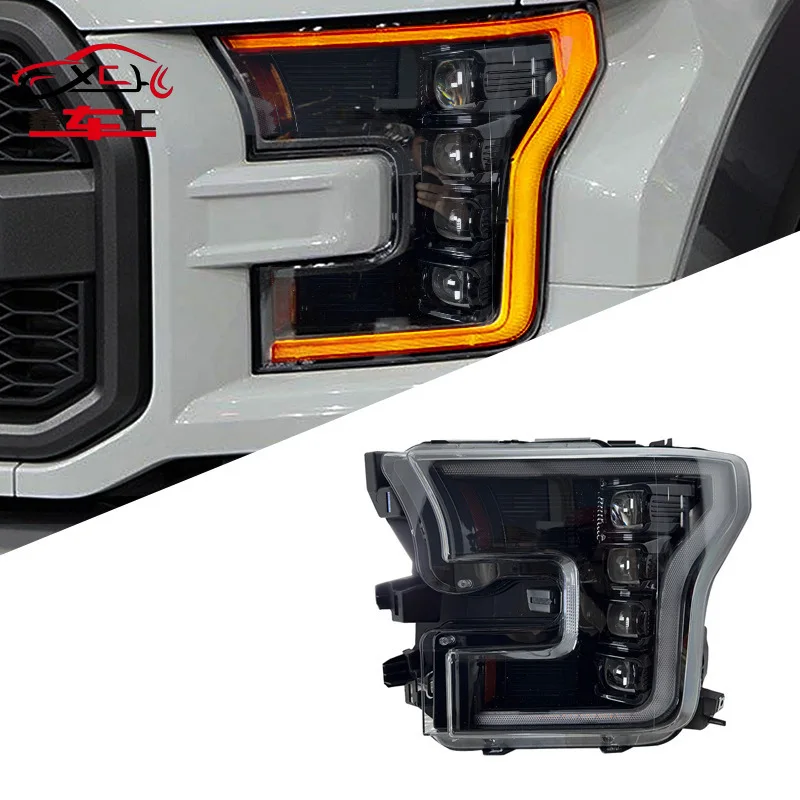 

For 2015-2020 Ford Raptor F150 Headlight assembly Upgraded LED daytime running lights, turn signals, and projector headlights