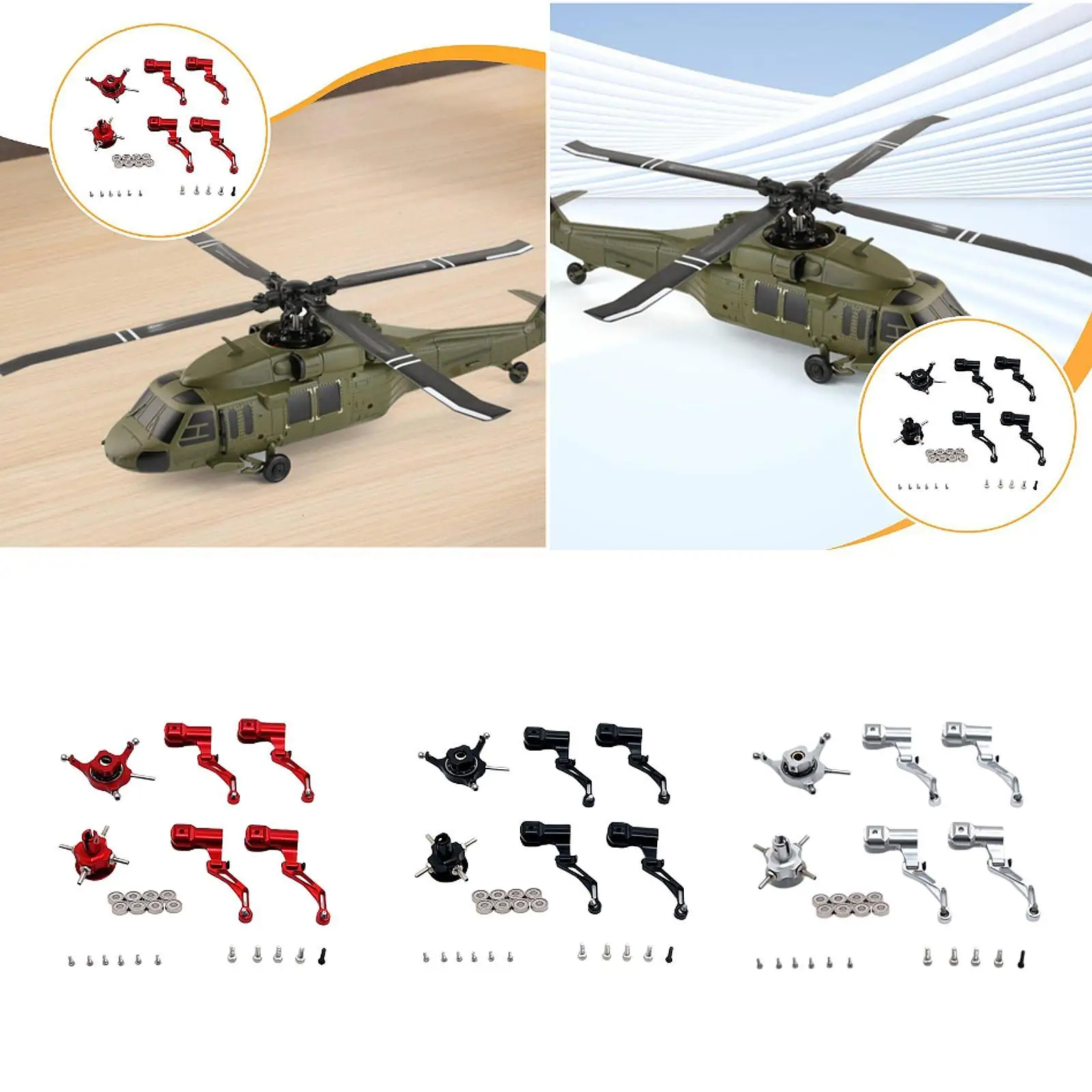 RC Helicopter Swashplate Set Rotor Head with Bearing Convenient Replaces Sturdy Easy Installed Aluminum Leaf Clip for K124 K170