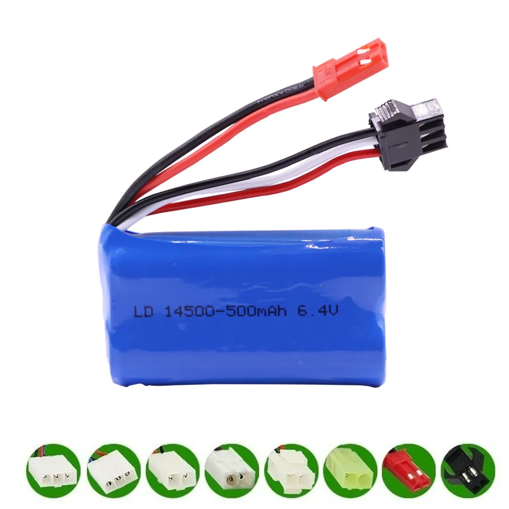 Li-ion Battery 6.4V 500mah 14500 for Wltoys 18401 18402 Remote Control Off-road Vehicle 6.4v battery for RC toys Car Boat Trucks