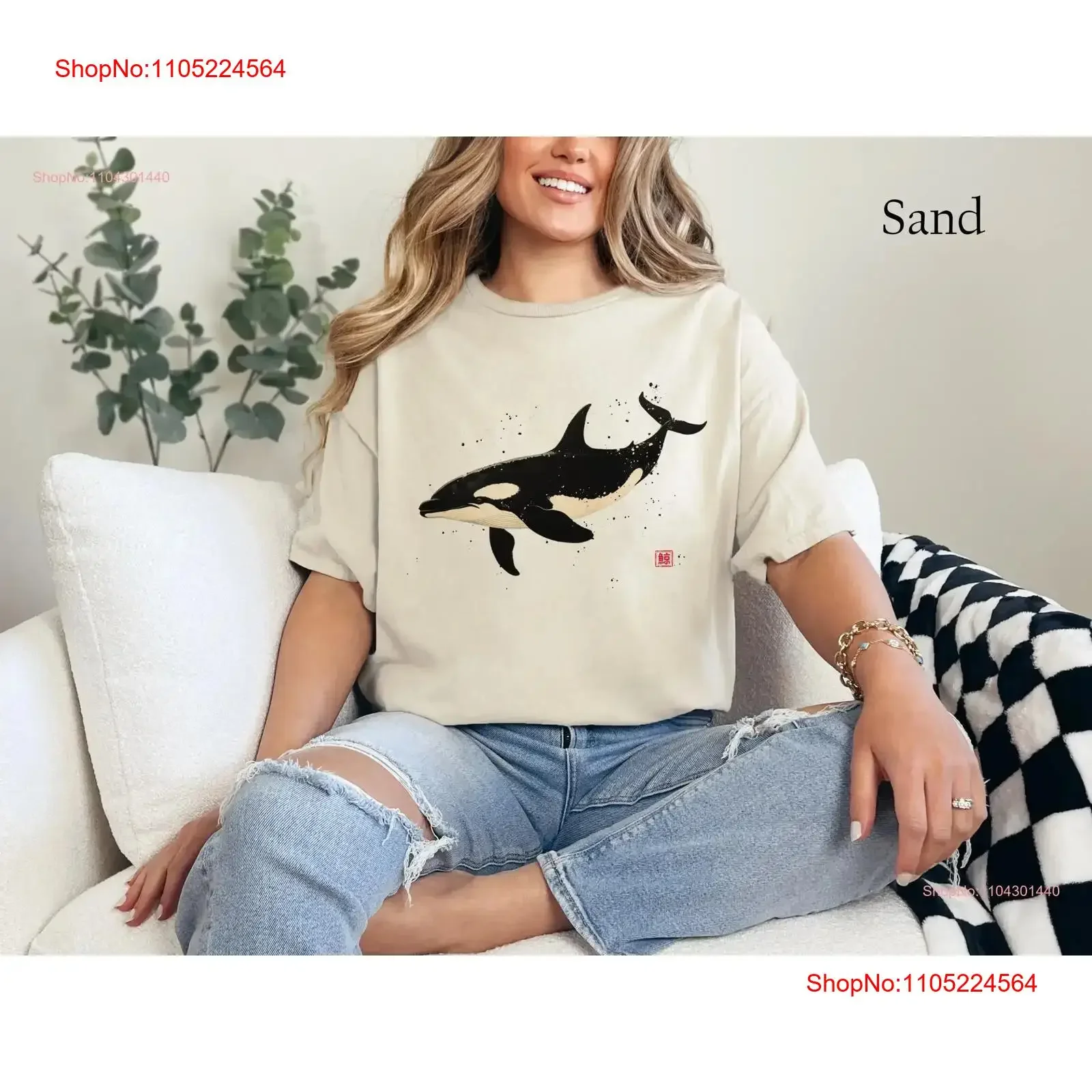 Vintage Killer Whale T Shirt Y2K Orca Dolphin 90s Japanese ArT Sea Animal vintage Washed graphic Versatile Unisex Slightly