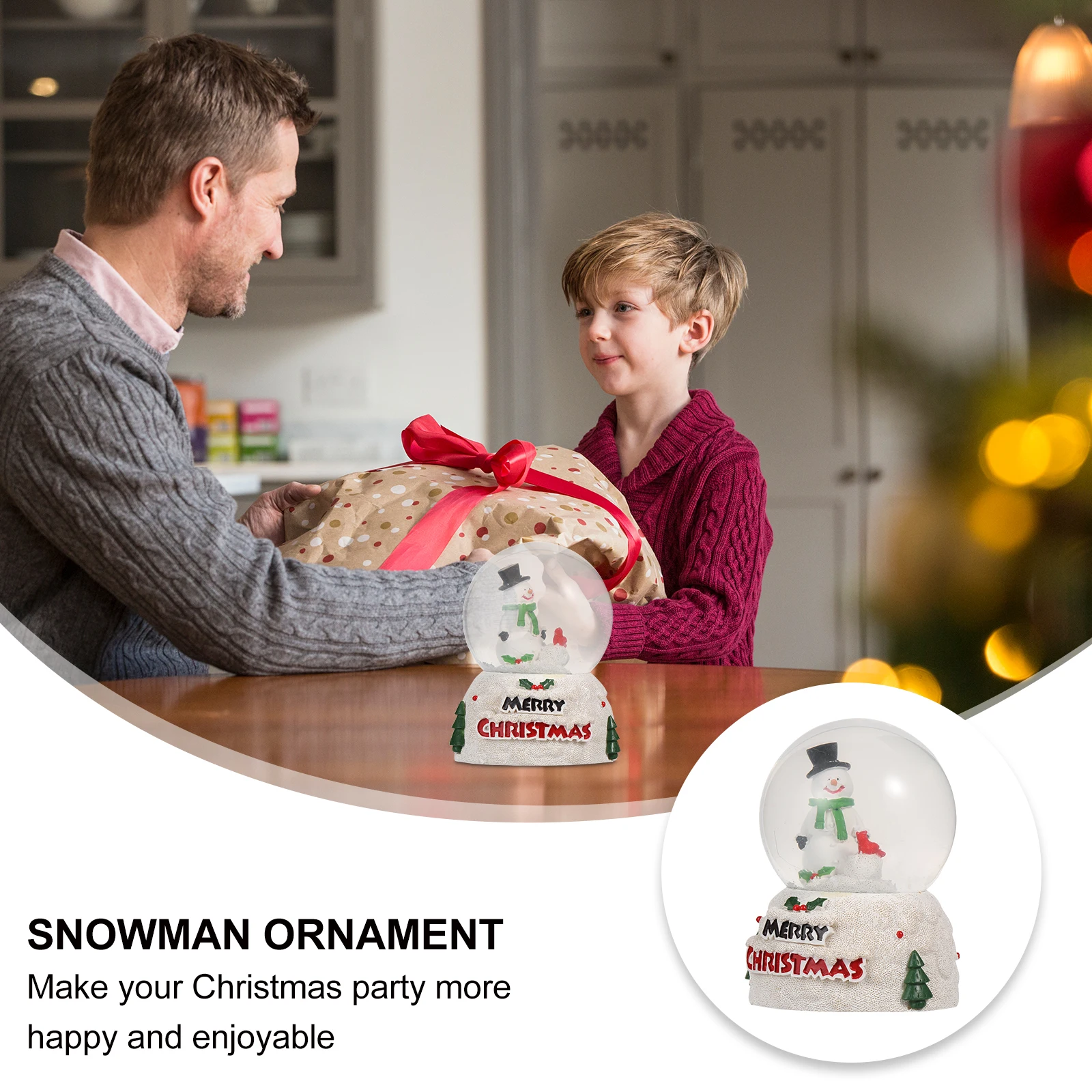 

Glowing Crystal Ball Ornament Snowman Globe Christmas Desk Ornaments Small Utenciles