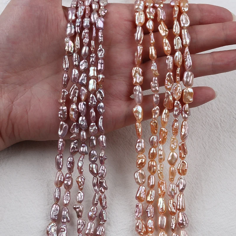 

6mm natural pink purple color freshwater keshi loose pearls beads strand