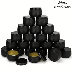 24pcs 4oz Candle Tins With Lids, Round Metal Candle Jars Kit For Loose Candles, Used For DIY Storage, Candle Making Supplies,