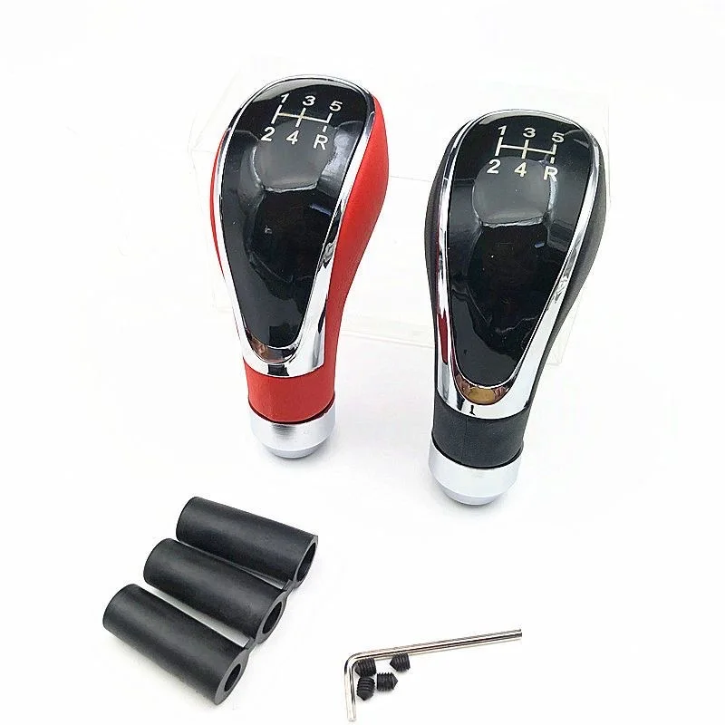

Универсальная 5-скоростная автомобильная алюминиевая кожаная ручка переключения передач, чехол для ручки переключения передач AT MT, рычаг автоматической механической коробки передач AT MT