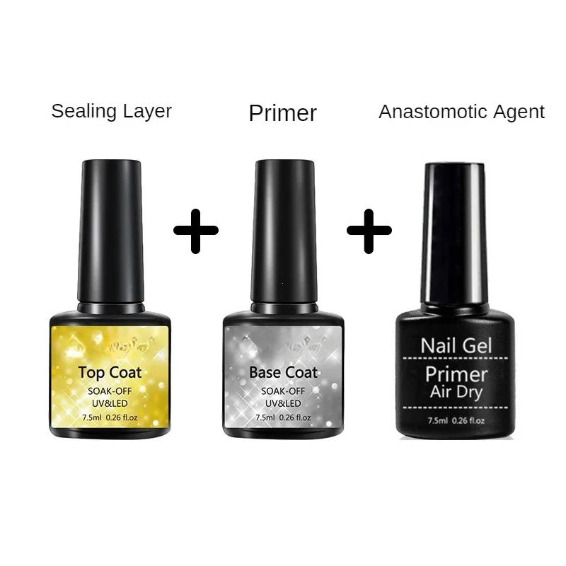 15Ml Acrylic No-acid Primer Nail Art Set With Base Coat And Top Coat Soak Off Gel Nail Polish For Nail Art Design Tool Kit