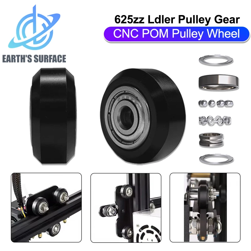 

6/12/24Pcs CNC POM Wheel Pom Pulley Wheel With 625ZZ Idler Pulley Gear Passive Round Wheel Perlin Wheel for Ender 3 CR10 Profile