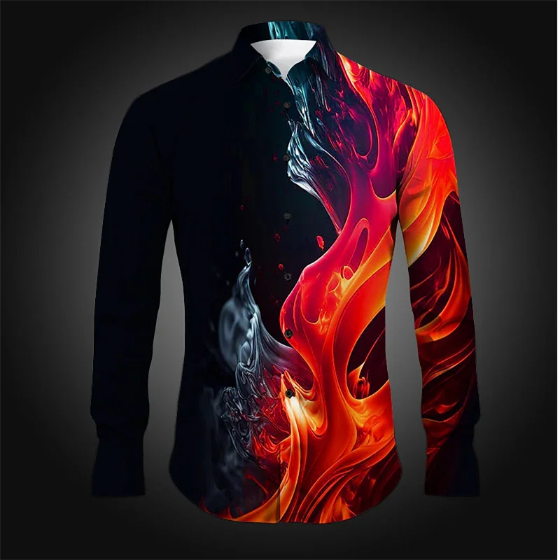 Flame Abstract Men\'s shirt Everyday casual comfortable elegant clothing top extra size