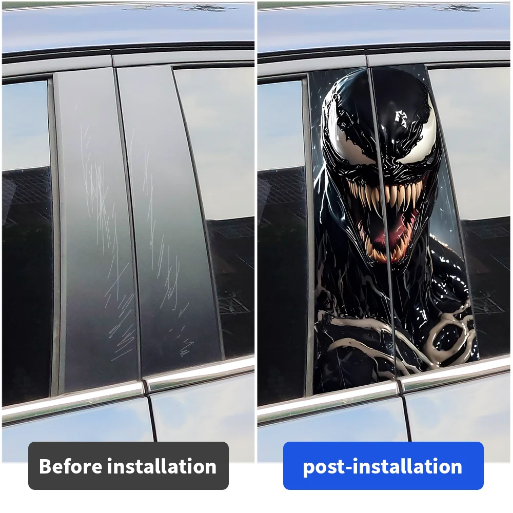 Venom Car Stickers Auto B-pillar Car Center Column Decoration Cover Scratches Waterproof Sunscreen Vinyl Decals Accessories