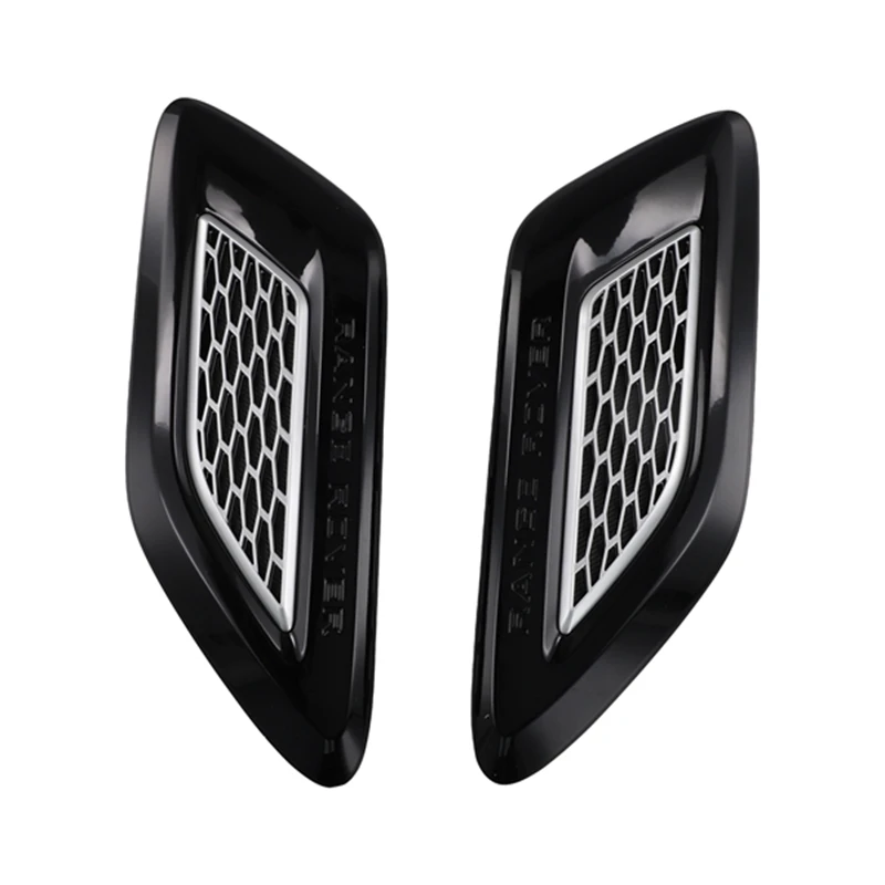 

2PCS Car Front Hood Vent Air Grille Cover W/ Silver For Land Rover Range Rover Sport 2014-2017 LR052979 LR052981