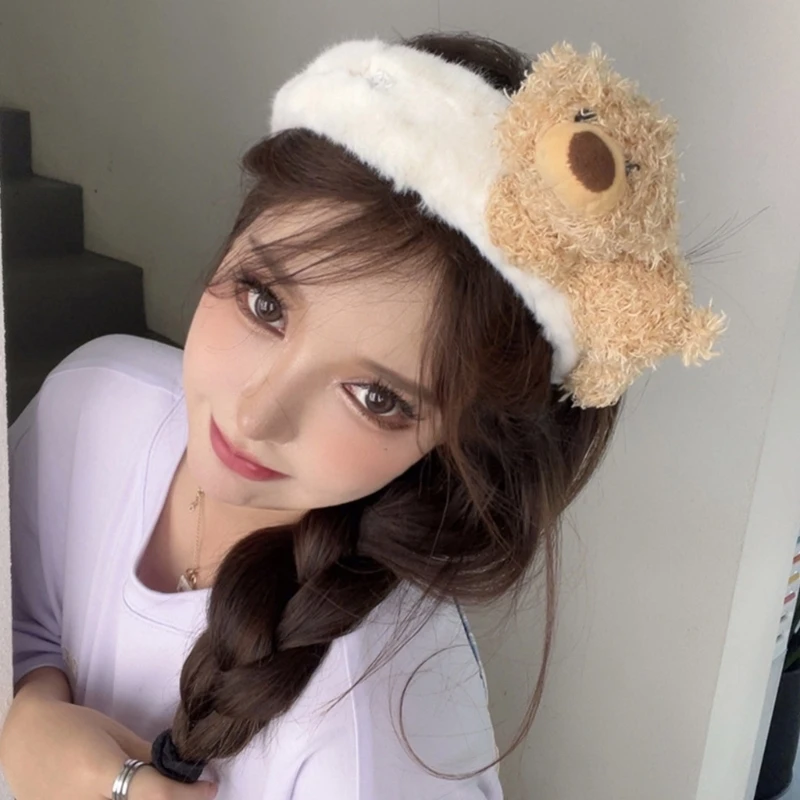 S1Y1 Funny Bear Headpiece Prom Birthday Hair Bands Headwear Cartoon Bear with Rabbit Girls Hair Headpiece Accessories