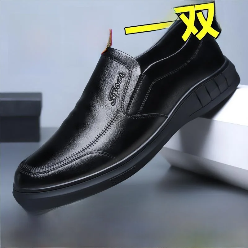 

Men's Casual Leather Shoes Breathable Soft Bottom Anti-slip Work Shoes Spring Summer Seasonal Comfortable Dad Men's Footwear