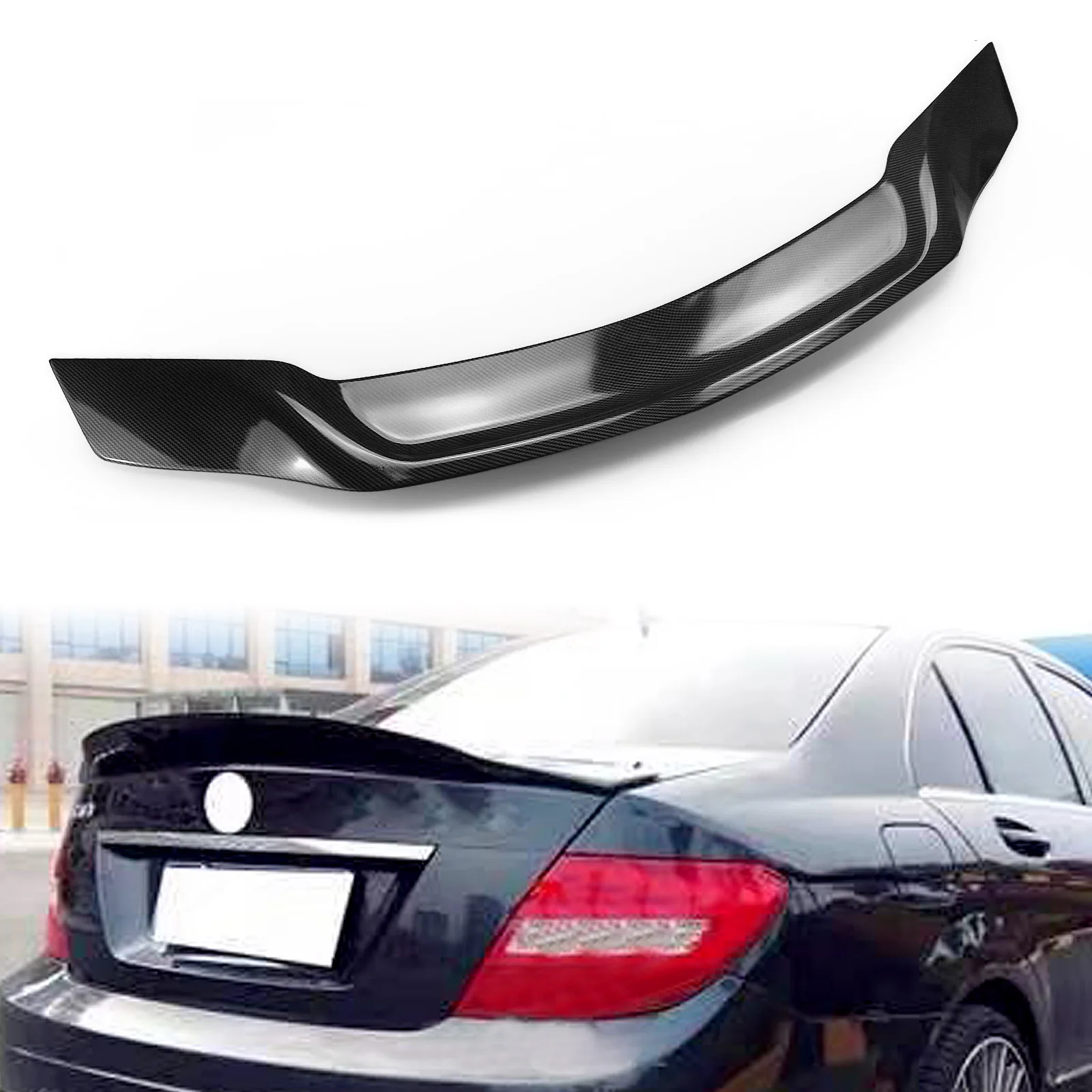 Rear Trunk Lid Spoiler Wing Tailgate Decklid Splitter Lip For Mercedes Benz W204 C Class 4 Door C200 C63 AMG 2008-2014 R Style